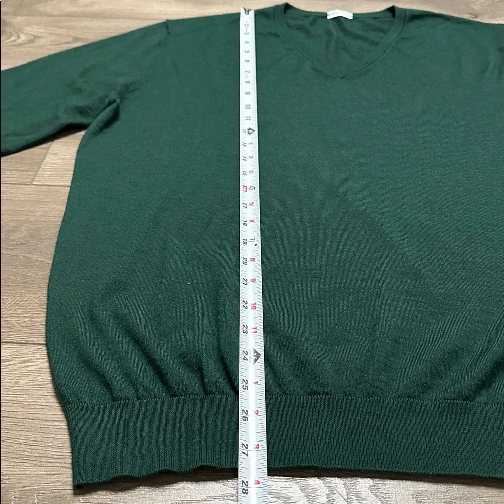 Trillion Estivo Cashmere Silk‎ Lightweight V-Neck Long Sleeve Sweater Green XL